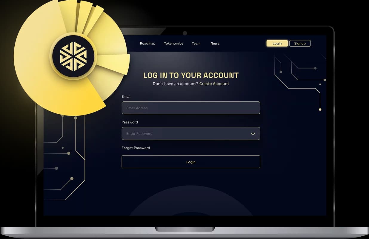 HEWE Coin cryptocurrency platform displayed on a laptop